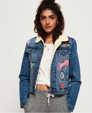 Superdry SD Girlfriend Sherpa Női Kabát Sötétkék | UCETS3174